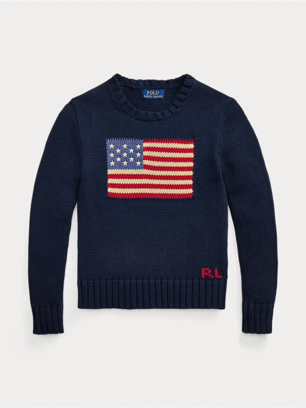 Polo Ralph Lauren Kids Iconic American Flag Sweater Hunter Navy Boys XL NWT